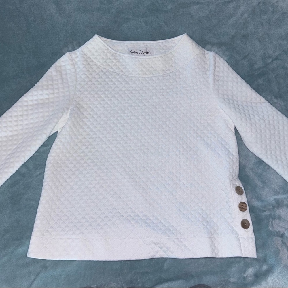Sara Campbell Quilted 3/4 Sleeve Top, Size S